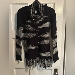 VENUS Black and Gray Cowl Neck Sweater